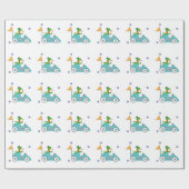 Snowman rijft met z'n racewagen cadeaupapier (Vlak)