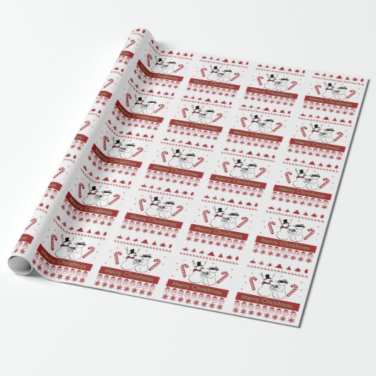 Snowman Robbery Merry Kerstmis of een tekst Cadeaupapier (Uitgerold)