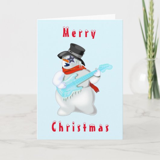 Snowman Rock gitarist Funny Christmas Kaart (Voorkant)