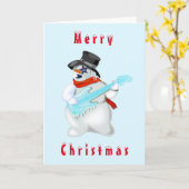 Snowman Rock gitarist Funny Christmas Kaart (Gele Bloem)