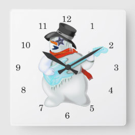 Snowman Rock Wall Clock Vierkante Klok