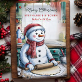 Snowman Rolling Dough Gepersonaliseerde Kerst Theedoek