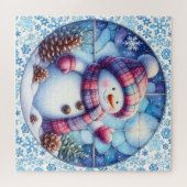 Snowman ronde puzzel (Horizontaal)