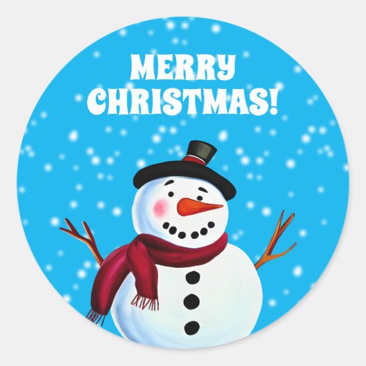 Snowman Ronde Sticker (Voorkant)