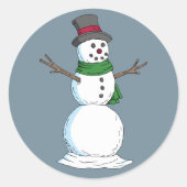 Snowman Ronde Sticker (Voorkant)