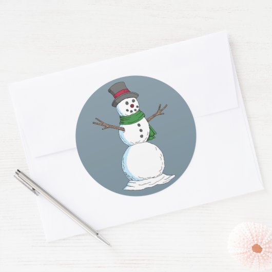 Snowman Ronde Sticker (Envelop)