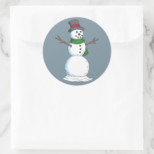 Snowman Ronde Sticker (Tas)