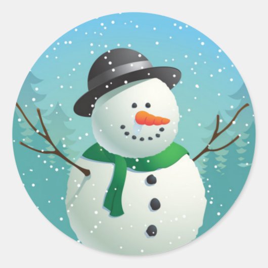 Snowman Ronde Sticker (Voorkant)