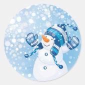 Snowman Ronde Sticker (Voorkant)