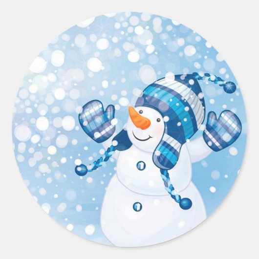 Snowman Ronde Sticker (Voorkant)