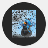 Snowman  ronde sticker (Voorkant)