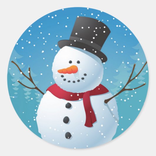 Snowman Ronde Sticker (Voorkant)
