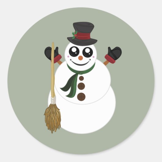 Snowman Ronde Sticker (Voorkant)