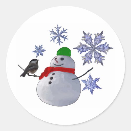 Snowman Ronde Sticker (Voorkant)
