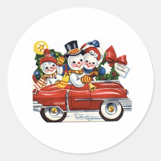 Snowman Ronde Sticker (Voorkant)