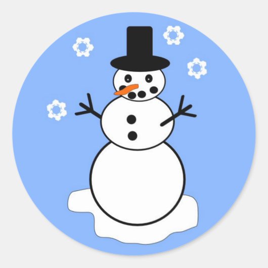 Snowman Ronde Sticker (Voorkant)