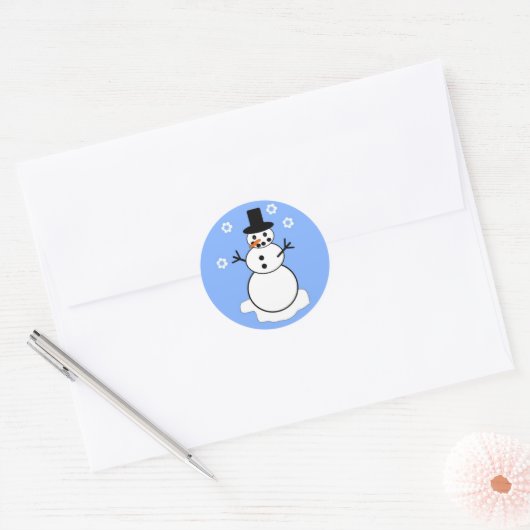 Snowman Ronde Sticker (Envelop)