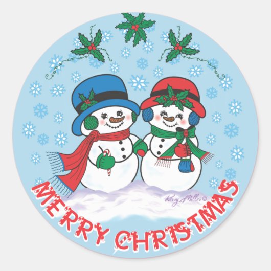 Snowman Ronde Sticker (Voorkant)