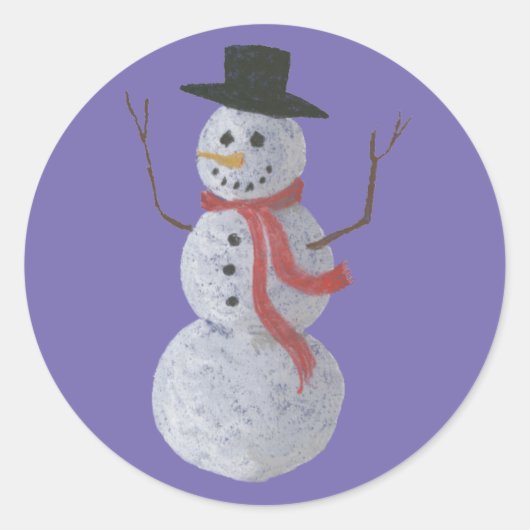 Snowman Ronde Sticker (Voorkant)