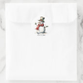 Snowman Ronde Sticker bewerkbaar (Tas)