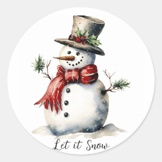 Snowman Ronde Sticker bewerkbaar