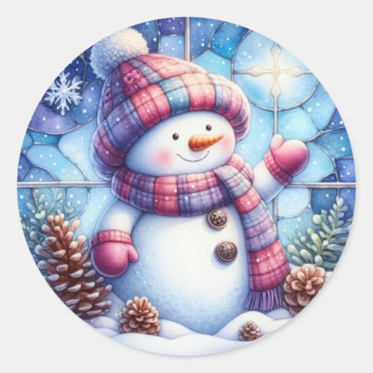Snowman Round Stickers (Voorkant)