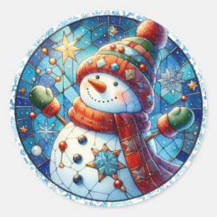 Snowman Round Stickers