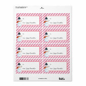 Snowman roze strepen op maat van geschenkend label (Full Sheet)