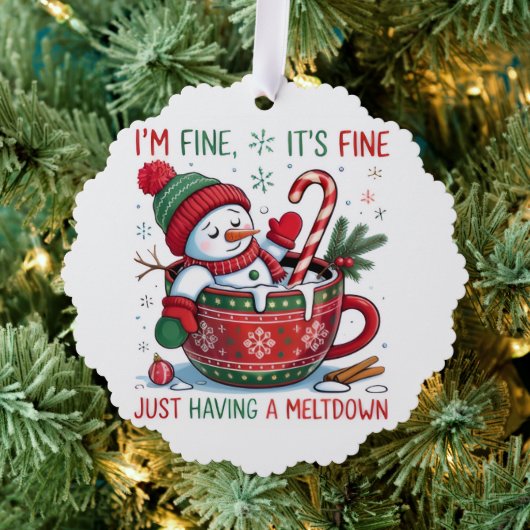  Snowman’s Cozy Christmas Chaos  Ornament Kaart (Insitu (Drie))