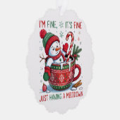  Snowman’s Cozy Christmas Chaos  Ornament Kaart (Rechts)