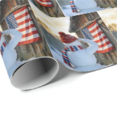 Snowman Saluting an American Flag Cadeaupapier (Rol Hoek)