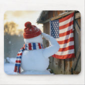 Snowman Saluting an American Flag Muismat (Voorkant)