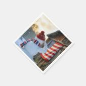 Snowman Saluting an American Flag Servet (Hoek)