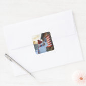 Snowman Saluting an American Flag Vierkante Sticker (Envelop)