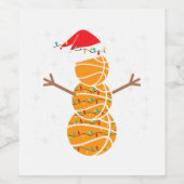 Snowman Santa Basketballen Light Wijn Etiket (Enkel label)