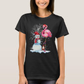 Snowman Santa Hat Flamingo T-shirt (Voorkant)
