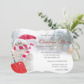 Snowman, Santa Hat, kerstfeest bedrijf Kaart (Staand voorkant)