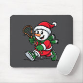 Snowman Santa Hat Playing Lacrosse Christmas Playe Muismat (Met muis)