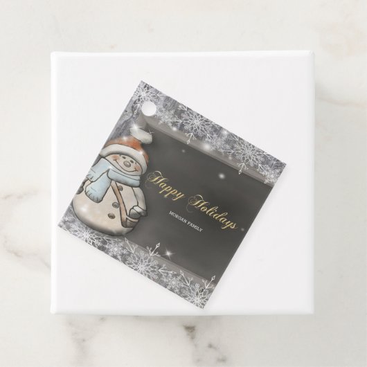 Snowman, Santa Hat, Snowflakes Bedankjes Labels (In situ)