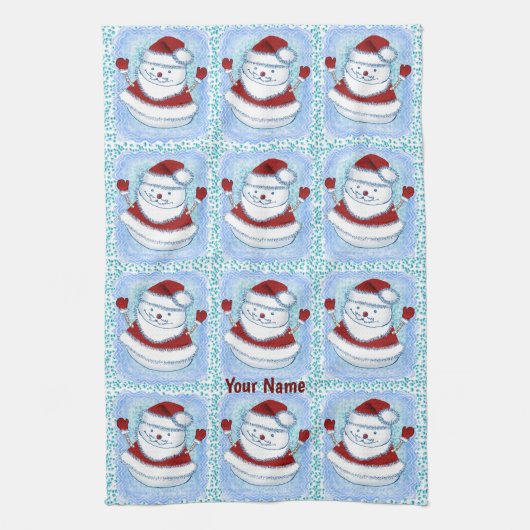 Snowman Santa keukenhanddoek (Verticaal)