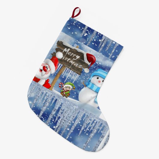 Snowman Santa Stocking Grote Kerstsok (Voorkant (Hangend))