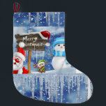 Snowman Santa Stocking Grote Kerstsok<br><div class="desc">kerststeniging Deze aangepaste kerstvoorraad is aantrekkelijk voor de kleinere cadeautjes van de kerstman. Iets voor iedereen,  Maria lurdis afonso,  https://www.zazzle.com/succeedinbeautybarb</div>
