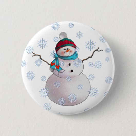 SNOWMAN, SCARF & STOCKING PET by SHARON SHARPE Ronde Button 5,7 Cm (Voorkant)