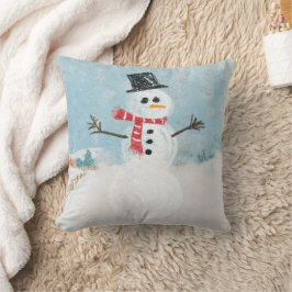 Snowman Scene Holiday Kerstmis Pset Cute Winter Kussen