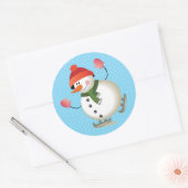 Snowman Schaats Glanzende Stickers 3 inch (vel 6) (Envelop)