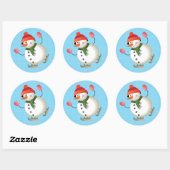 Snowman Schaats Glanzende Stickers 3 inch (vel 6) (Vel)