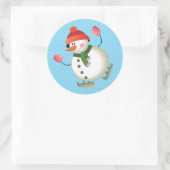 Snowman Schaats Glanzende Stickers 3 inch (vel 6) (Tas)