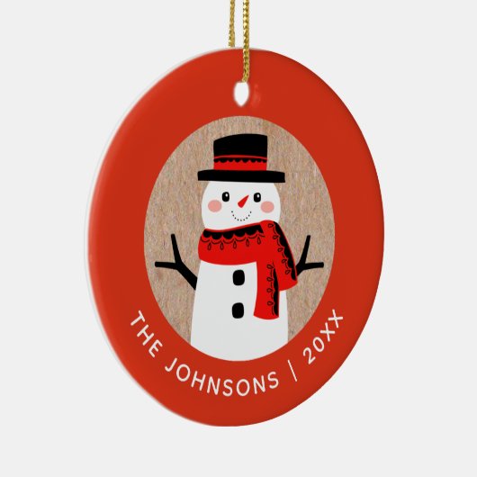 Snowman Schattigee kerstvakantie gepersonaliseerd Keramisch Ornament (Rechts)