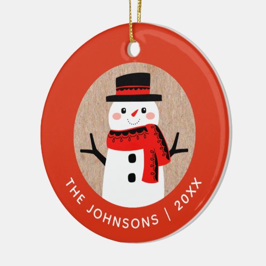 Snowman Schattigee kerstvakantie gepersonaliseerd Keramisch Ornament (Links)
