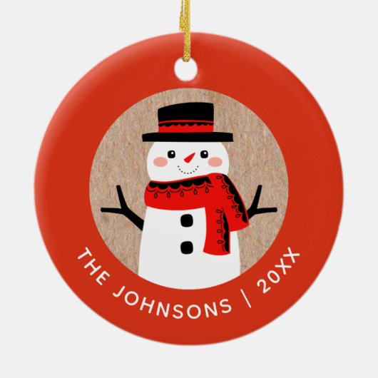 Snowman Schattigee kerstvakantie gepersonaliseerd Keramisch Ornament (Achterkant)